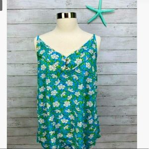 Cabi Blue Green Floral Vine Cami